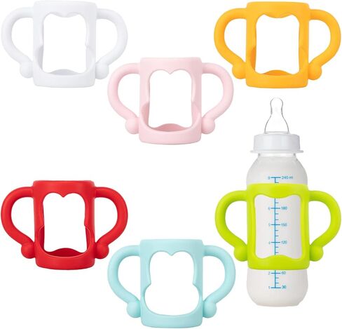Baby Bottle Handles Bottle Holder: YIDM 6 Pack Soft Silicone Bottle Holder Bottle Handle Wide-Neck Easy Grip Baby Bottle Handles Easy Carry Handle Lightweight Bottle Handle in Kuwait