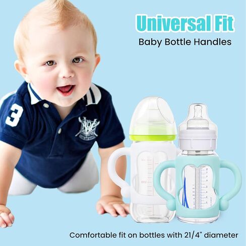 Baby Bottle Handles Bottle Holder: YIDM 6 Pack Soft Silicone Bottle Holder Bottle Handle Wide-Neck Easy Grip Baby Bottle Handles Easy Carry Handle Lightweight Bottle Handle in Kuwait