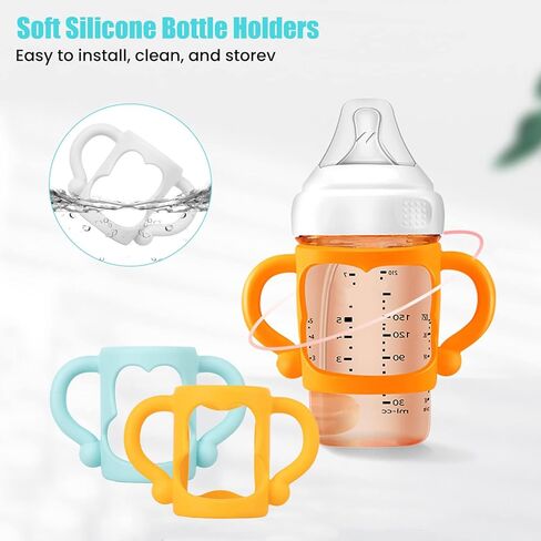 Baby Bottle Handles Bottle Holder: YIDM 6 Pack Soft Silicone Bottle Holder Bottle Handle Wide-Neck Easy Grip Baby Bottle Handles Easy Carry Handle Lightweight Bottle Handle in Kuwait