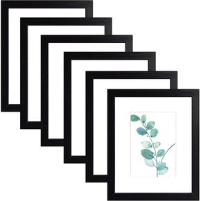 إطار صورة مقاس 8 × 10 بني، مجموعة من 6 قطع، عرض صور مقاس 5 × 7 مع حصيرة أو 8 × 10 بدون حصيرة in Kuwait