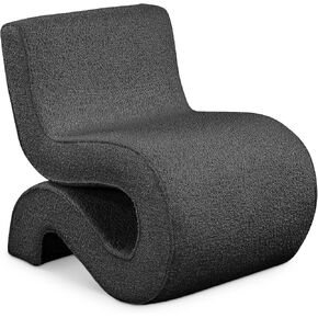 Meridian Furniture Desiree Collection Modern | Contemporary Upholstered Accent Chair with Rich Boucle Fabric, Curved Design, 22.5" W x 29" D x 28.5" H, Cream
