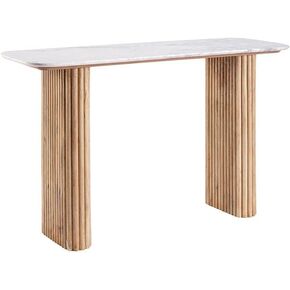 Limari Home Rufus Collection Modern Living Room Faux Marble Top Console Table, White, Mango Wood in Saudi Arabia