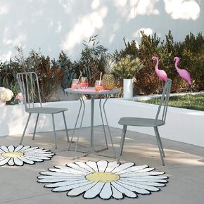 Novogratz Poolside Gossip Collection, Heidi Outdoor/Indoor 3 Piece Bistro Set, Light Gray