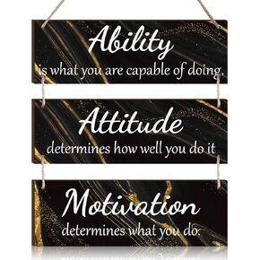 Office Wall Decor Inspirational Rustic Wall Decor Office Decor Motivational Wall Plaques with Sayings Wooden Wall Hangings Ability Sign Bathroom Decor for Home Office Wall Art (Black) in Saudi Arabia