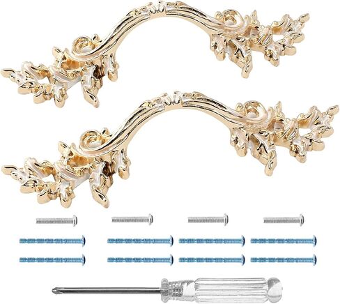 2pcs Bronze European Style Dresser Pull, 2 1/2 inch Drawer Pulls Vintage Cabinet Door Handle Antique Cabinet Pulls, French Door Handles Retro Cabinet Handles for Dresser Closet Drawer in Kuwait