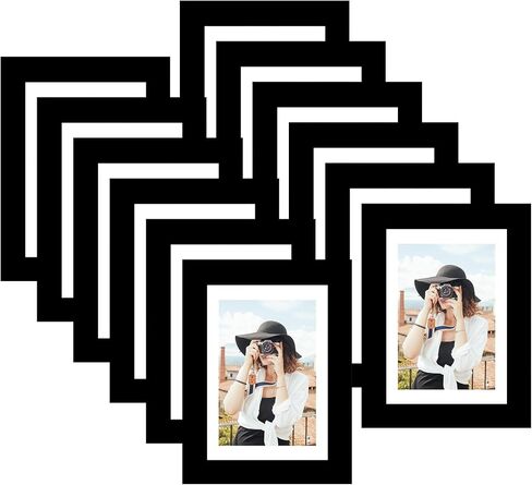 مجموعة إطارات صور Picrit مقاس 8 × 10 مكونة من 12 قطعة، عرض 5 × 7 مع حصيرة أو 8 × 10 بدون حصيرة، إطارات صور للتركيب على الحائط أو شاشة العرض على سطح الطاولة، أسود. in Kuwait