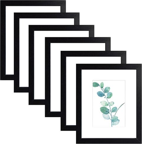 إطار صورة مقاس 8 × 10 بني، مجموعة من 6 قطع، عرض صور مقاس 5 × 7 مع حصيرة أو 8 × 10 بدون حصيرة in Kuwait