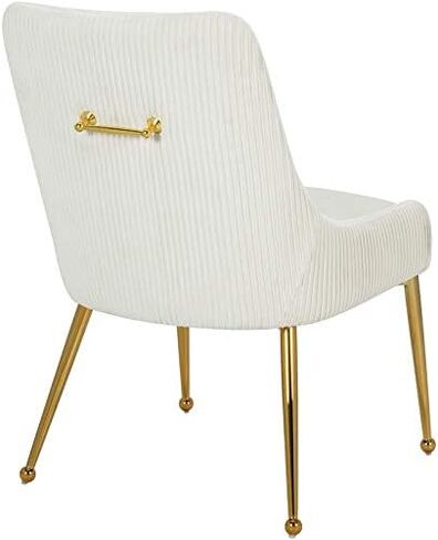 Meridian Furniture 855Black Ace Collection Modern | Contemporary Dining Chair with Black Velvet, Polished Gold Legs, Matching Handle and Pleated Fabric, 24" W x 21" D x 34.5" H, Black, Set of 2 in Saudi Arabia