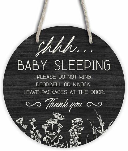 لافتة باب الطفل النائم، شماعة باب أمامية مقاس 6 بوصات، ديكور لافتة باب للحائط، لوحة معلقة من الخشب الريفي للمدخل، غرفة النوم، رياض الأطفال، مقبض باب لافتة حائط، ديكورات جدارية خارجية للحفلات المنزلية-B04 in Kuwait