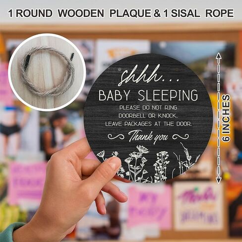 لافتة باب الطفل النائم، شماعة باب أمامية مقاس 6 بوصات، ديكور لافتة باب للحائط، لوحة معلقة من الخشب الريفي للمدخل، غرفة النوم، رياض الأطفال، مقبض باب لافتة حائط، ديكورات جدارية خارجية للحفلات المنزلية-B04 in Kuwait