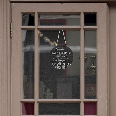 لافتة باب الطفل النائم، شماعة باب أمامية مقاس 6 بوصات، ديكور لافتة باب للحائط، لوحة معلقة من الخشب الريفي للمدخل، غرفة النوم، رياض الأطفال، مقبض باب لافتة حائط، ديكورات جدارية خارجية للحفلات المنزلية-B04 in Kuwait