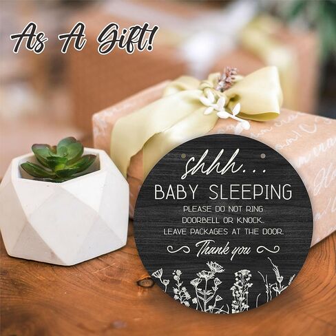 لافتة باب الطفل النائم، شماعة باب أمامية مقاس 6 بوصات، ديكور لافتة باب للحائط، لوحة معلقة من الخشب الريفي للمدخل، غرفة النوم، رياض الأطفال، مقبض باب لافتة حائط، ديكورات جدارية خارجية للحفلات المنزلية-B04 in Kuwait