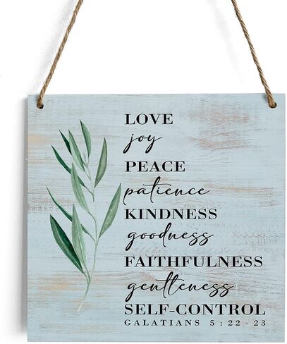 HTBIG Rustic Christian Gifts for Women Religious Wood Sign Home Farmhouse Wall Hanging Decor Inspirational Wooden Wall Art Décor Decorative Plaque for Office Kids Room Bathroom Bedroom Love Joy Peace in Saudi Arabia