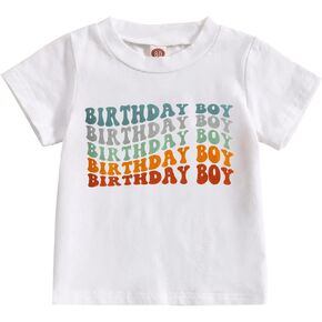 KEKEMI Birthday Boy Shirt Toddler Baby Boys Birthday Party T-Shirt Cute Letter Print 1st 2nd 3rd 4th 5th Birthday Gift Tees in Saudi Arabia