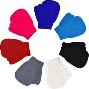 Syhood 7 Pairs Toddler Mittens Kid Gloves Stretch Full Finger Mitten Winter Warm Knitted Gloves