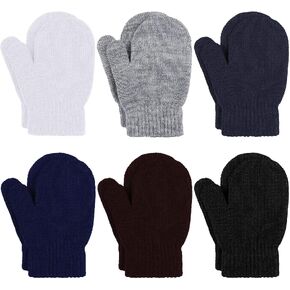 URATOT 6 Pairs Toddler Knitted Mittens Magic Stretch Gloves Winter Warm Knitted Soft Baby Mittens in Kuwait