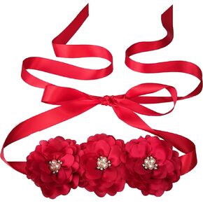 Oyabridal Flower Girl Sash Belt for Dresses Bride/Bridesmaid Sash Belts Flower Pearls Sashes for Wedding Dress