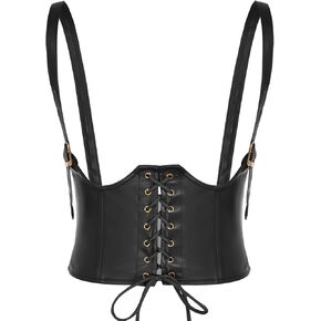 حزام مشد نسائي من الجلد الصناعي المرن من Scarlet Darkness Steampunk Underbust للفستان