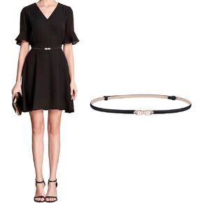 CB Women Skinny Soft Genuine Leather Belts Thin Waist Belt Gold Solid Color Pearl Shaped Buckle Waistband in Saudi Arabia