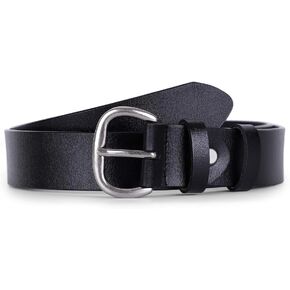 JASGOOD Women's Black Leather Jeans Belt Waist Casual Belt for Pants Shorts with Black Metal Buckle in Saudi Arabia