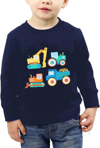 Toddler Boy Long Sleeve Shirts Kids Pullover Top Planet Dinosaur Tractor Cotton Graphic T-Shirt in Saudi Arabia