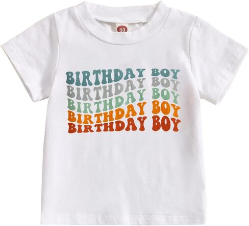 KEKEMI Birthday Boy Shirt Toddler Baby Boys Birthday Party T-Shirt Cute Letter Print 1st 2nd 3rd 4th 5th Birthday Gift Tees in Saudi Arabia