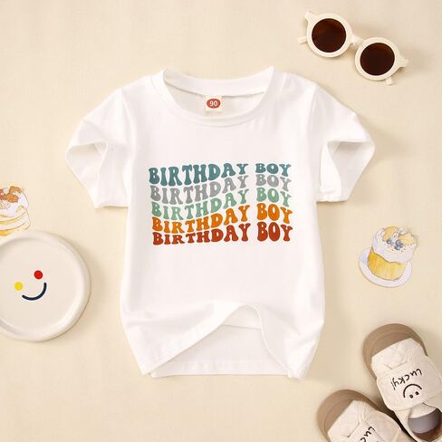 KEKEMI Birthday Boy Shirt Toddler Baby Boys Birthday Party T-Shirt Cute Letter Print 1st 2nd 3rd 4th 5th Birthday Gift Tees in Saudi Arabia