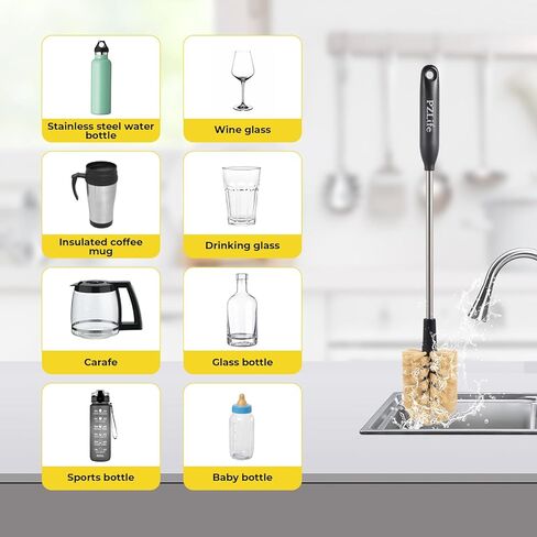 راس فرشاة 2 في 1 قابل للفصل من بي زد لايف، فرشاة لتنظيف زجاجة المياه والماصة، فرشاة تنظيف الزجاجات 15.3 انش، فرشاة تنظيف متعددة الوظائف من الستانلس ستيل، فرشاة تنظيف الزوايا in Kuwait