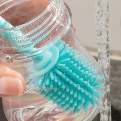 Chicco 9.5" Silicone Bottle Brush with Food-Grade Silicone Bristles | Dishwasher & Sterilizer Safe | Non-Slip, Comfort Grip Handle | Hangs for Drying & Storage | Teal in Saudi Arabia