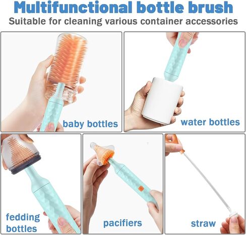 Electric Bottle Cleaning Brush, Baby Bottle Brush Cleaner Water Bottle Cleaning Kit, Nipple Brush Pacifier Cleaner Straw Cleaner Brush for Newborns,4 Packs Set in Kuwait