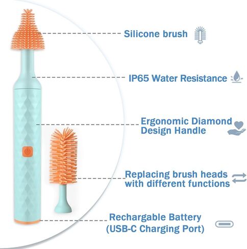 Electric Bottle Cleaning Brush, Baby Bottle Brush Cleaner Water Bottle Cleaning Kit, Nipple Brush Pacifier Cleaner Straw Cleaner Brush for Newborns,4 Packs Set in Kuwait