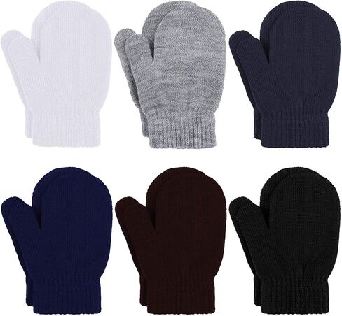 URATOT 6 Pairs Toddler Knitted Mittens Magic Stretch Gloves Winter Warm Knitted Soft Baby Mittens in Kuwait