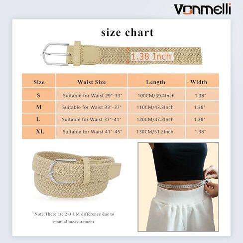أحزمة VONMELLI النسائية المضفرة والمطاطة من القماش المنسوج لسراويل الجينز in Kuwait