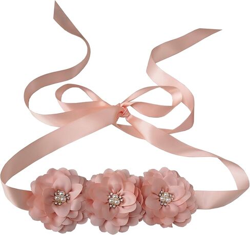 Oyabridal Flower Girl Sash Belt for Dresses Bride/Bridesmaid Sash Belts Flower Pearls Sashes for Wedding Dress in Kuwait