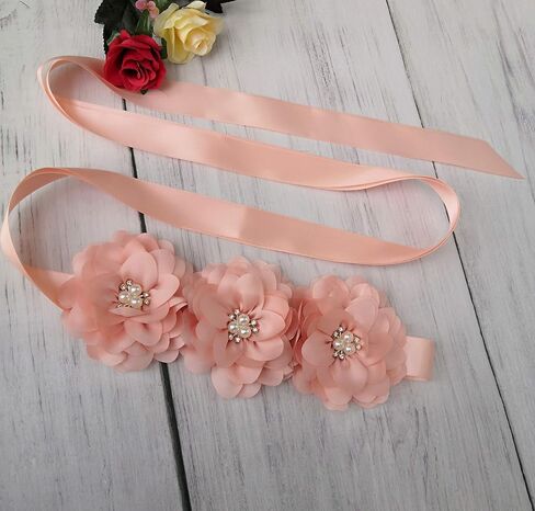 Oyabridal Flower Girl Sash Belt for Dresses Bride/Bridesmaid Sash Belts Flower Pearls Sashes for Wedding Dress in Kuwait