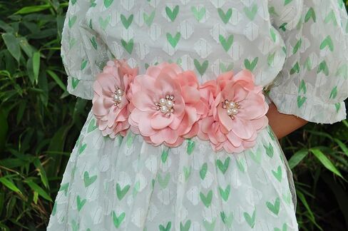 Oyabridal Flower Girl Sash Belt for Dresses Bride/Bridesmaid Sash Belts Flower Pearls Sashes for Wedding Dress in Kuwait