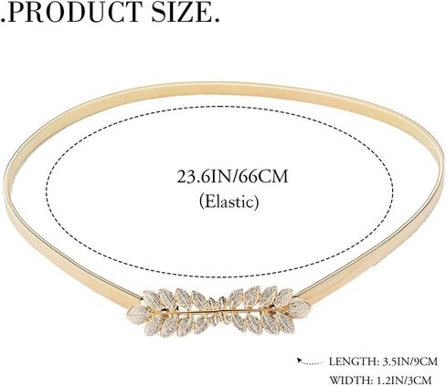 Cosydays Leaf Waist Belt Gold Skinny Metal Waist Chain Elastic Dress Belt Leaves Waistband Jewelry for Women and Girls in Saudi Arabia
