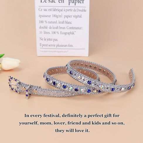 TINIDI Womens Thin Belts Skinny Leather Belt Luxury Strap Rhinestones Studded Bling Waist Belt in Kuwait