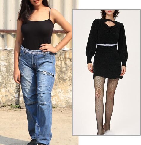 TINIDI Womens Thin Belts Skinny Leather Belt Luxury Strap Rhinestones Studded Bling Waist Belt in Kuwait