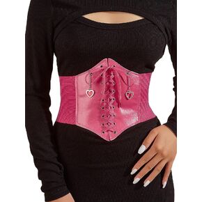 Verdusa Women's Costume Belt Vintage Lace Up Wide Waistband PU Leather Punk Corset in Saudi Arabia