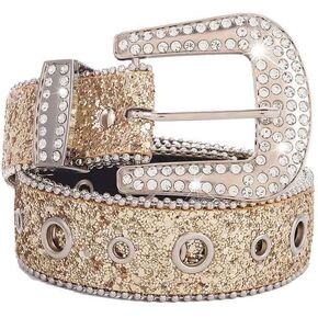 Tgirls Rhinestone Belt for Women Men Sparkly Studded Leather Belt Sequin Waist Belts Vintage Western Cowgirl Belt for Jeans in Saudi Arabia