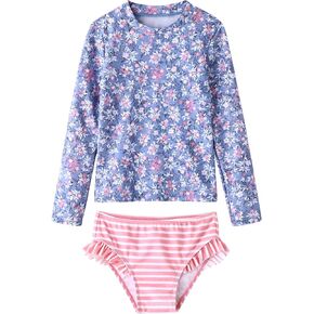 UMELOK Toddler and Little Girls Rash Guard Sets with Bikini Bottoms Swimwear