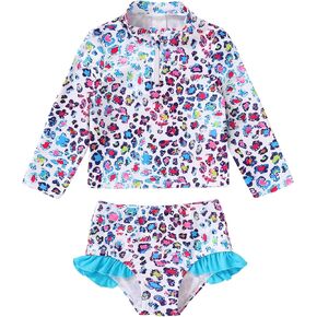 طقم ملابس سباحة صيفي للفتيات الصغيرات والأطفال الصغار من Rash Guard ملابس الشاطئ مع عامل حماية من الأشعة فوق البنفسجية 50+ بدلة استحمام تانكيني للأطفال in Kuwait