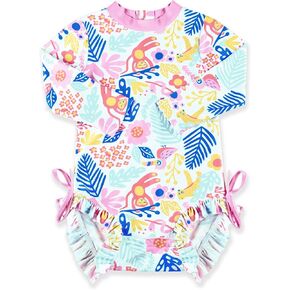 BesserBay Baby Girl's UPF 50+ Sun Protection Swimsuit One Piece 3/4 Sleeve Rash Guard 0-36 Months