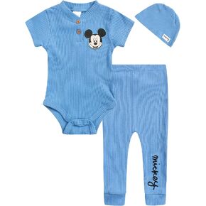 Disney Baby Boys' 3 or 4 Piece Layette Set - Bodysuit, Pants, Hat, Booties - Mickey Mouse, Toy Story, Pooh (0-9M) in Saudi Arabia