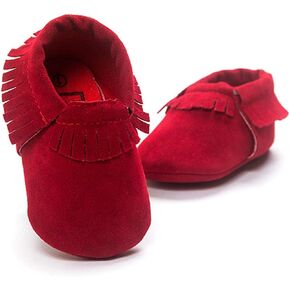 CENCIRILY Baby Moccasin Shoes for Boys Girls Soft Sole Fringe First Walker | Suede-Like Upper, Soft Bottom, Elastic Opening, Anti-Slip Outsole, Fits 3-18 Months, Indoor Daily Wear in Saudi Arabia