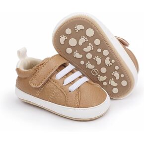 SOFMUO Baby Boys Girls High Top Ankle PU Leather Sneakers Soft Rubber Sole Infant Moccasins Newborn Oxford Loafers Anti-Slip Toddler Wedding Uniform Dress Shoes in Saudi Arabia