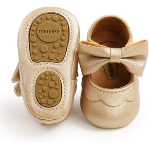 Antheron Baby Girls Mary Jane Flats with Bowknot Non-Slip Toddler First Walkers Princess Dress Shoes