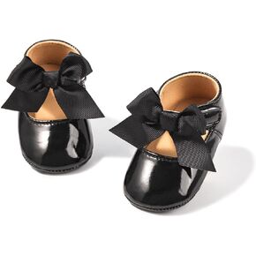 Babelvit Baby Girls Premium Bowknot Mary Jane Flats Wedding Princess Dress Baptism Shoes Rubber Sole PU Leather Infant Toddler First Walking Moccasins Crib Shoes in Saudi Arabia