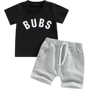 YINGISFITM Toddler Baby Boy Clothes Letter Short Sleeve T Shirt Top Boys Shorts with Pocket Cute Summer Outfit 2Pcs Set in Saudi Arabia